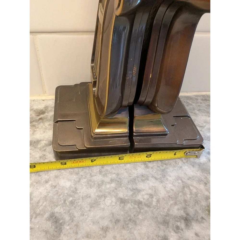 PAIR BRASS PLATED METAL LYRE HARP BOOKENDS PHILADELPHIA MANUFACTURING‎ CO. (PMC)
